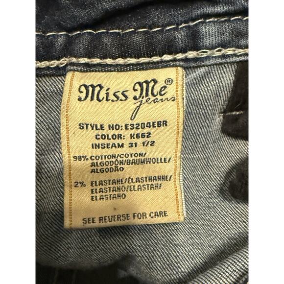 Miss Me Jeans Size 29 Easy Boot Distressed Mid Rise Rhinestones - Picture 4 of 11